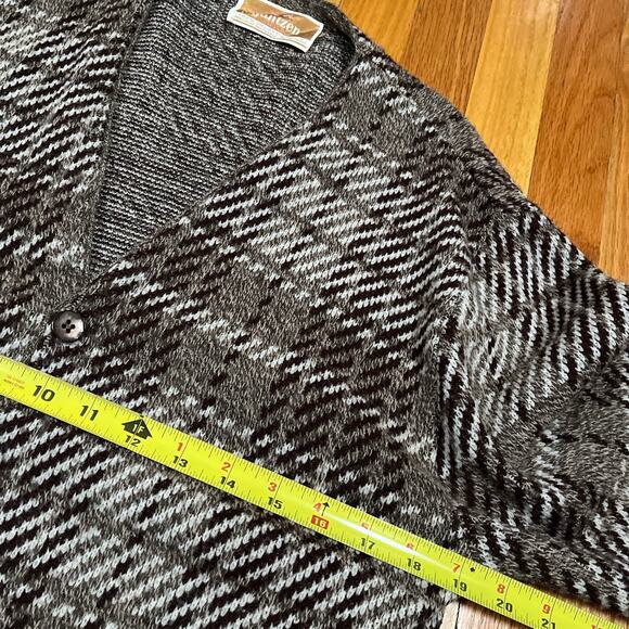 Vintage Jantzen Orlon Acrylic Brown Plaid Cardigan Sweater Medium USA Grandpa - Picture 5 of 7